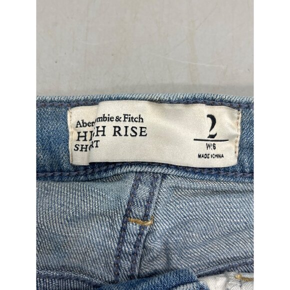 Abercrombie &amp; Fitch shorts high rise Medium blue wash folded bottom READ - Picture 5 of 8